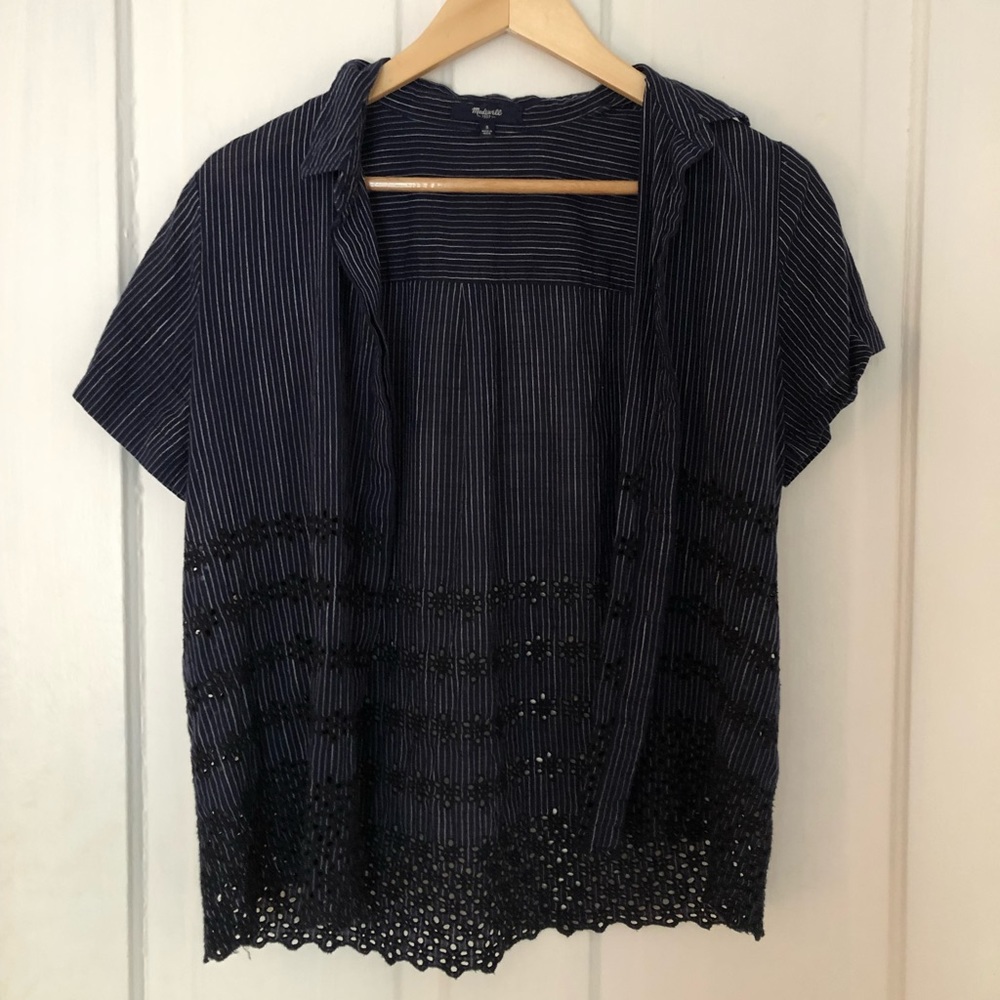 Madewell Eyelet Blouse Navy